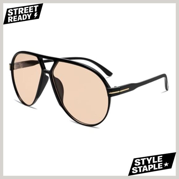 Retro Aviator Sunglasses Oversized Square Frame UV Protection Unisex